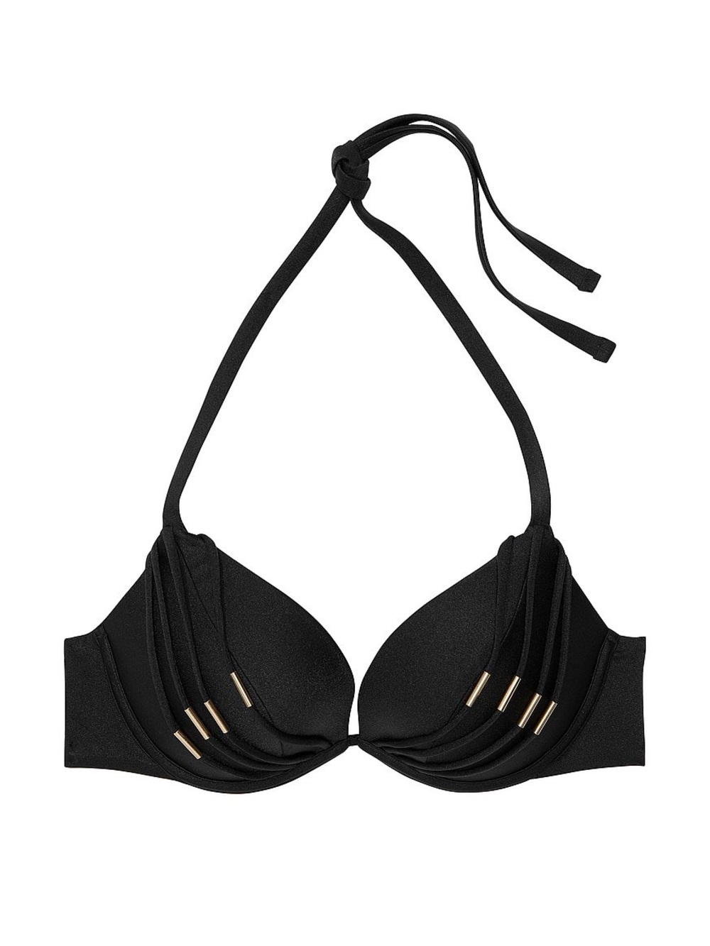 Victoria's Secret Arch Bombshell Push-Up Bikini Top Black Halter Size 36B